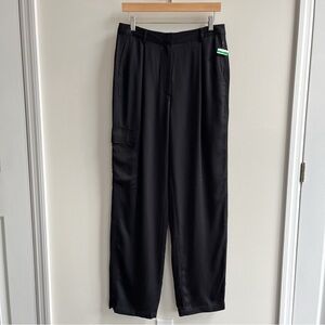 [nordstrom] wide leg high waisted drapey cargo pants black